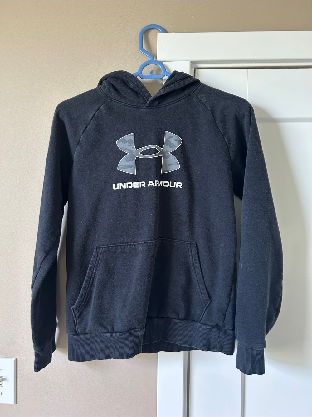 Under Armour Black Hoodie with Gray Camo Logo
